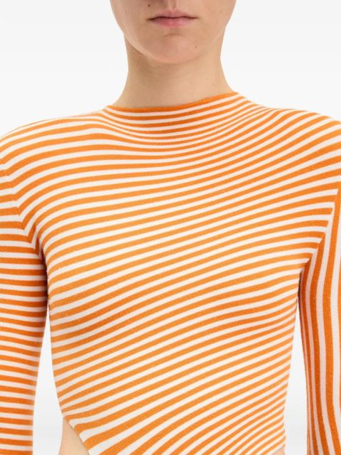 Jean Paul Gaultier striped asymmetric bodysuit - Orange