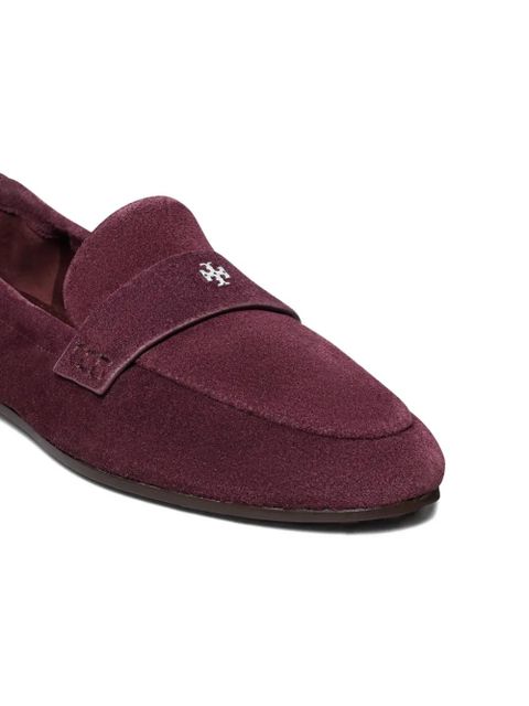 Tory Burch logo-plaque suede loafers - Red