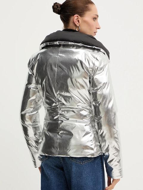 Pinko kurtka kolor srebrny zimowa 106019 A2ZD