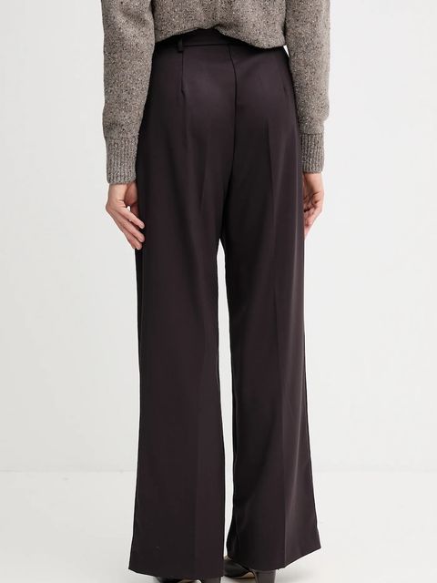 Gaudi spodnie damskie kolor brązowy proste high waist 521FD25020