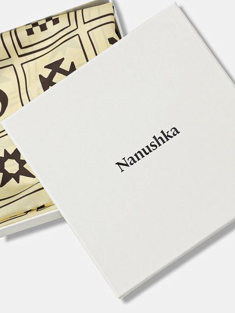 Nanushka chusta jedwabna kolor beżowy wzorzysta NU24CRSC03011