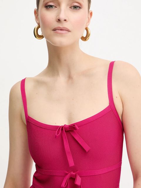 Herve Leger sukienka Alicia kolor różowy midi dopasowana HBB8524977