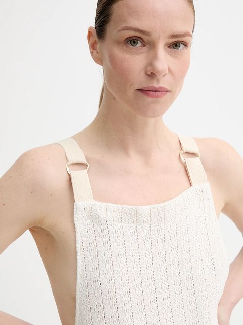 Sessun kombinezon kolor beżowy z dekoltem karo 25219000