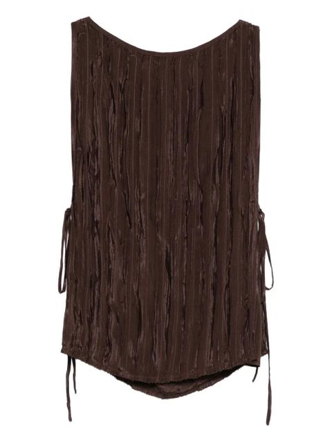 Alysi tie-detail pleated top - Brown