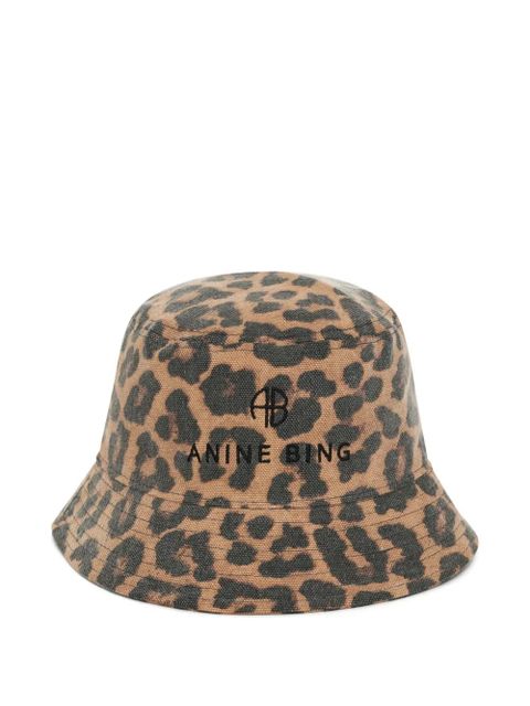 ANINE BING Nicks leopard-print bucket hat - Brown - zdjęcie produktu nr 1