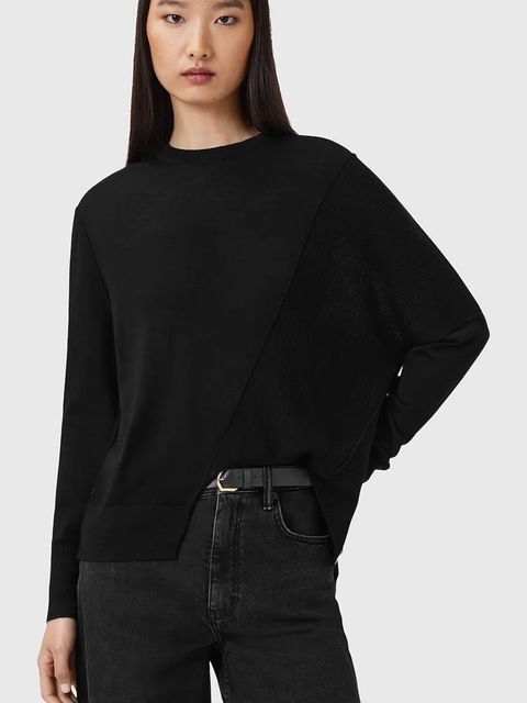 AllSaints sweter wełniany ISLA damski kolor czarny lekki W004KD - zdjęcie produktu nr 1