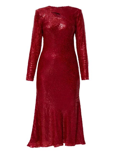 Self-Portrait lurex-detail silk dress - Red - zdjęcie produktu nr 1