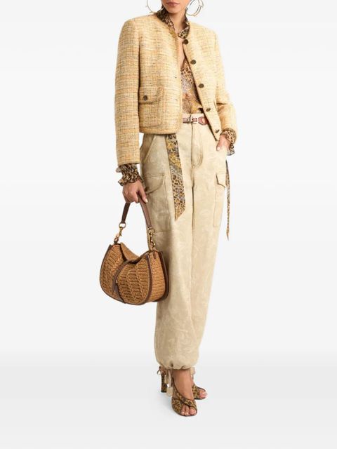 ETRO tweed-effect cropped jacket - Neutrals