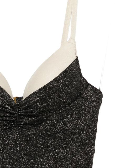 TWINSET glitter-effect ruched swimsuit - Black