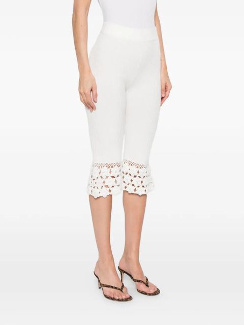 GANNI crochet ribbed trousers - White