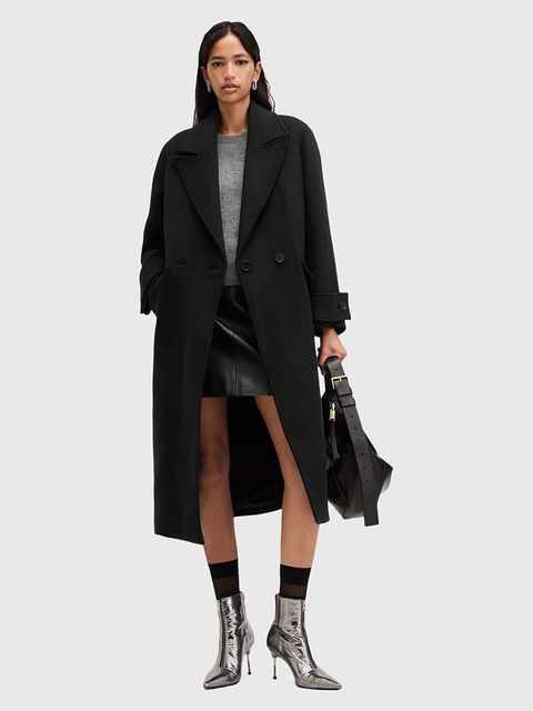 AllSaints płaszcz z domieszką wełny MABEL COAT