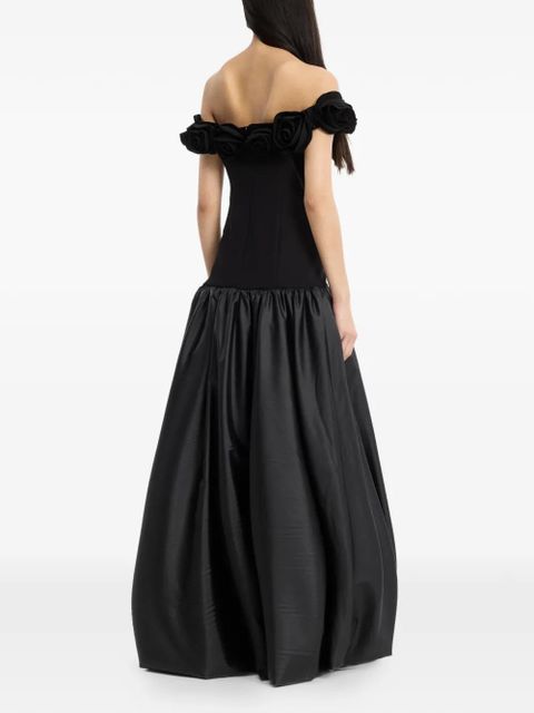 ROTATE BIRGER CHRISTENSEN flower crepe maxi dress - Black