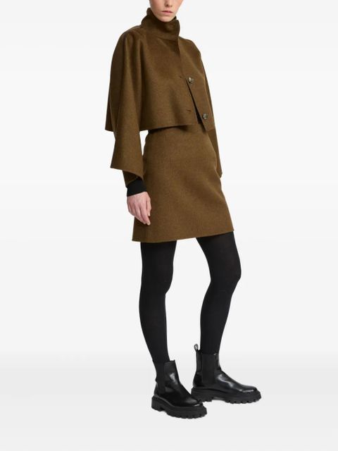 Yves Salomon leather-trimmed wool-cashmere blend mini skirt - Brown - zdjęcie produktu nr 2