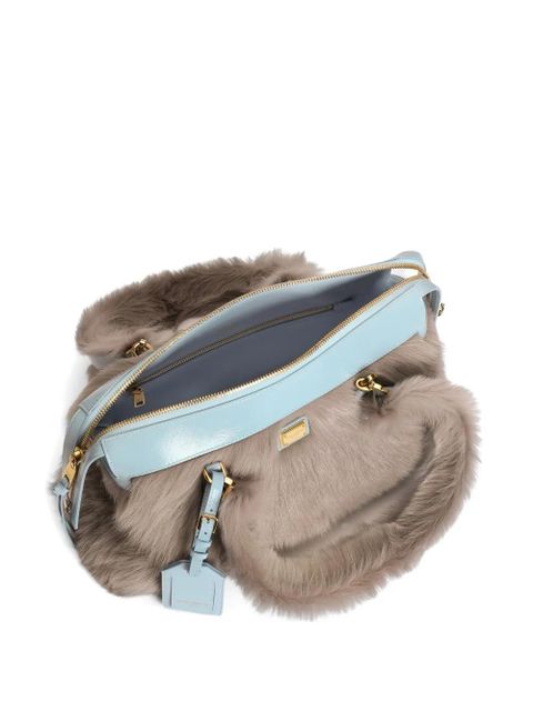Dolce & Gabbana Vittoria shoulder bag in shearling and calfskin - Grey