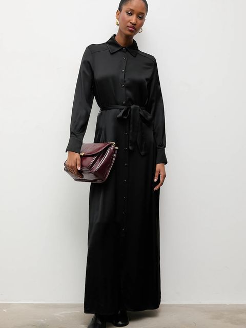 Answear.LAB sukienka kolor czarny maxi rozkloszowana