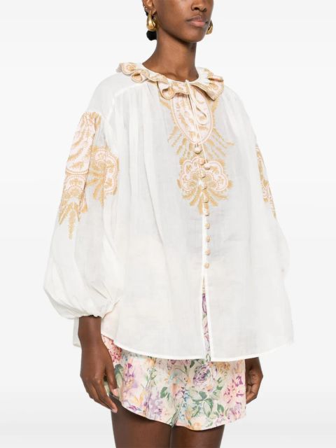 ZIMMERMANN Waverly-embroidered blouse - Neutrals