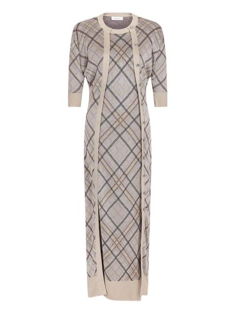 Rabanne checked cardigan dress - Neutrals - zdjęcie produktu nr 1