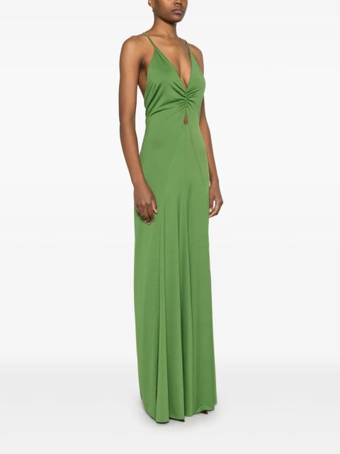 Victoria Beckham V-neck ruched gown - Green - zdjęcie produktu nr 2