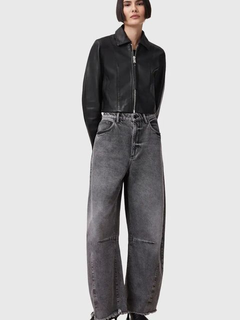 AllSaints kurtka skórzana ALMA kolor czarny przejściowa W007LC