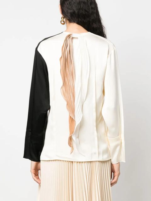 Victoria Beckham colour-block V-neck blouse - Black