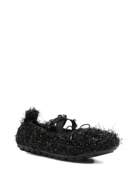 Simone Rocha embellished-frill ballet flats - Black - zdjęcie produktu nr 2