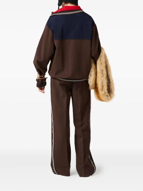 Miu Miu polo-neck zipped sweatshirt - Brown