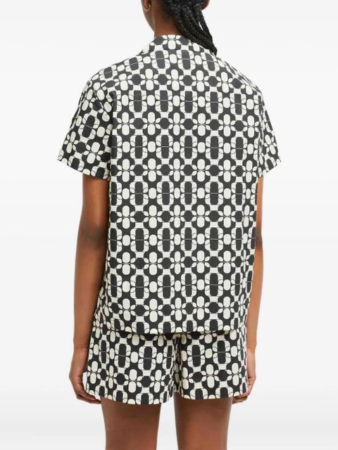Moncler geometric-print cotton shirt - Blue