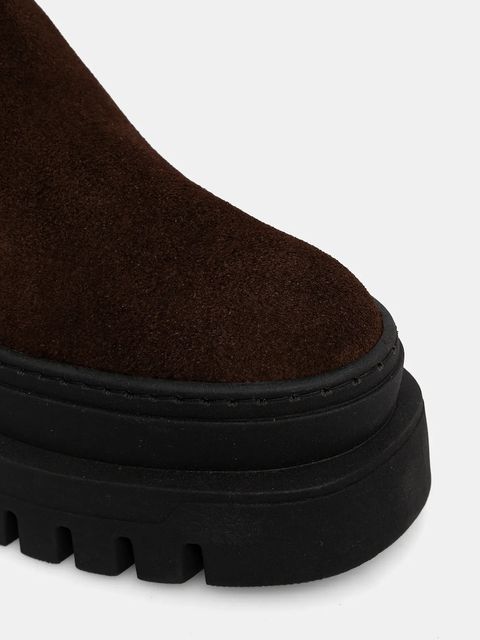 Steve Madden kozaki zamszowe Chipp damskie kolor brązowy na platformie 11004664