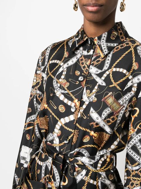 Moschino graphic-print silk midi dress - Black