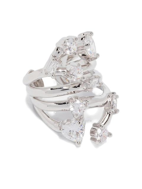 Maje rhinestone-embellished multi-row ring - Silver