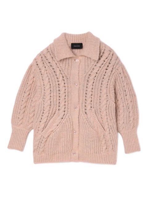 Simone Rocha cable-knit collared cardigan - Pink - zdjęcie produktu nr 1