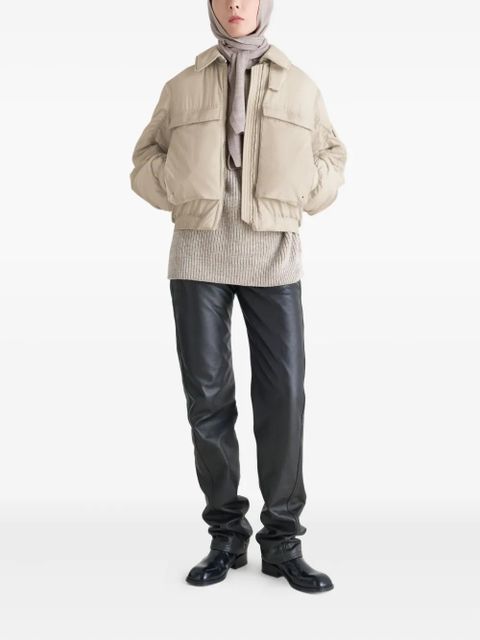 LEMAIRE detachable-collar zip-up puffer jacket - Neutrals