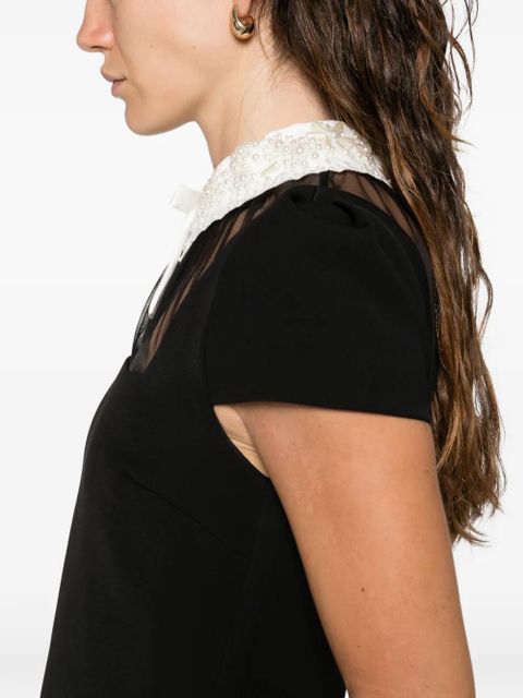 Self-Portrait beaded collar mini dress - Black
