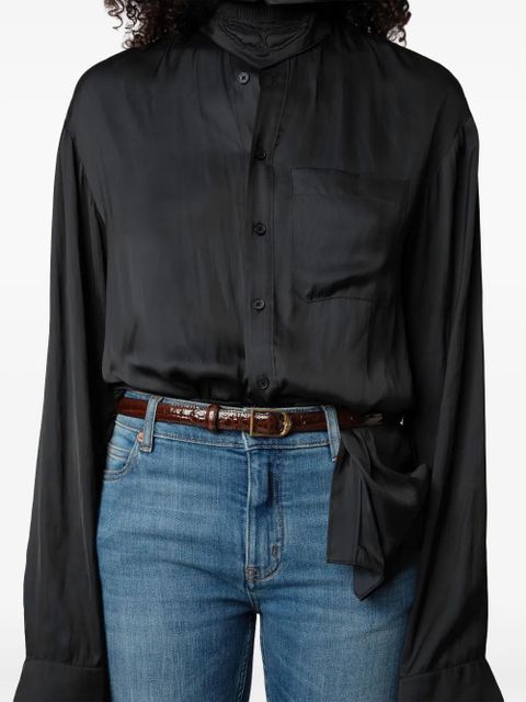 Zadig&Voltaire 20mm crocodile-embossed belt - Brown