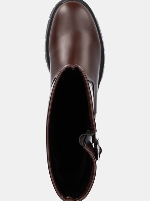 HUGO kozaki Kris damskie kolor brązowy na platformie 50552735