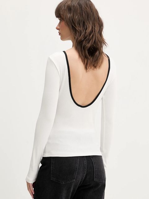 Tommy Jeans longsleeve kolor biały odkryte plecy DW0DW21839 - zdjęcie produktu nr 2