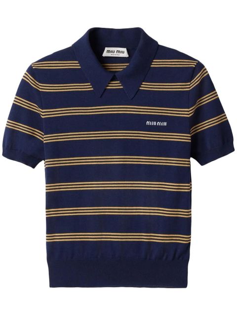 Miu Miu striped polo top - Blue