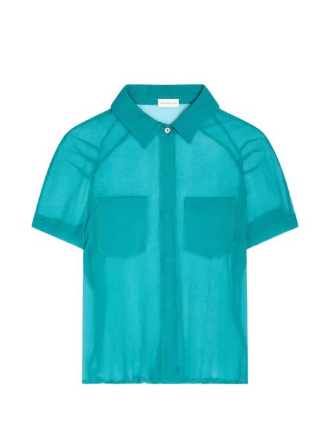 DRIES VAN NOTEN fitted silk shirt - Blue - zdjęcie produktu nr 1