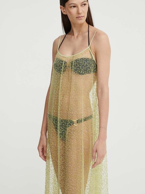 Samsoe Samsoe sukienka SAMALLY kolor zielony maxi prosta F24200141