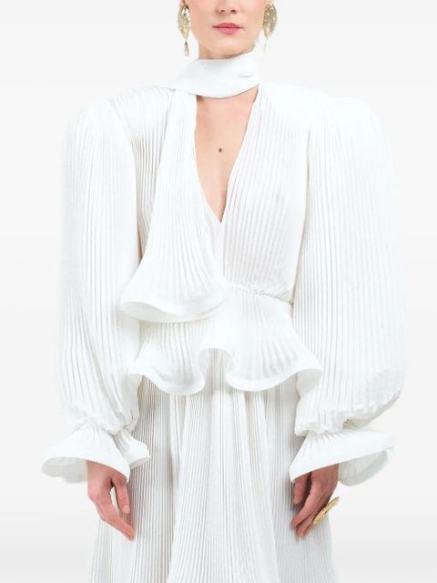 Rowen Rose pleated puffy blouse - White - zdjęcie produktu nr 1