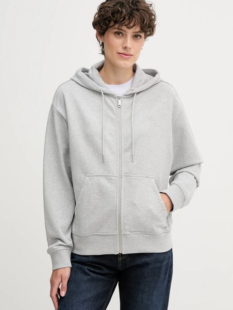 Calvin Klein Jeans bluza damska kolor szary z kapturem gładka LV047B237G - zdjęcie produktu nr 1