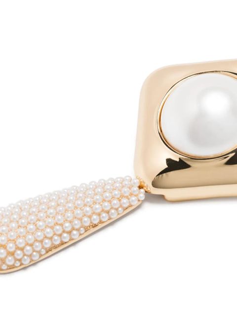 Self-Portrait pearl crystal earrings - Gold