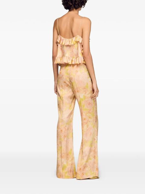 SANDRO floral-print flowy trousers - Orange