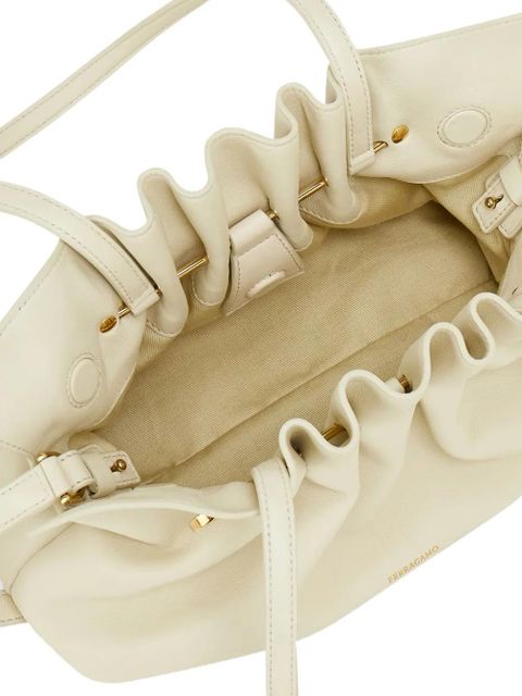 Ferragamo small soft gathered-effect shoulder bag - Neutrals