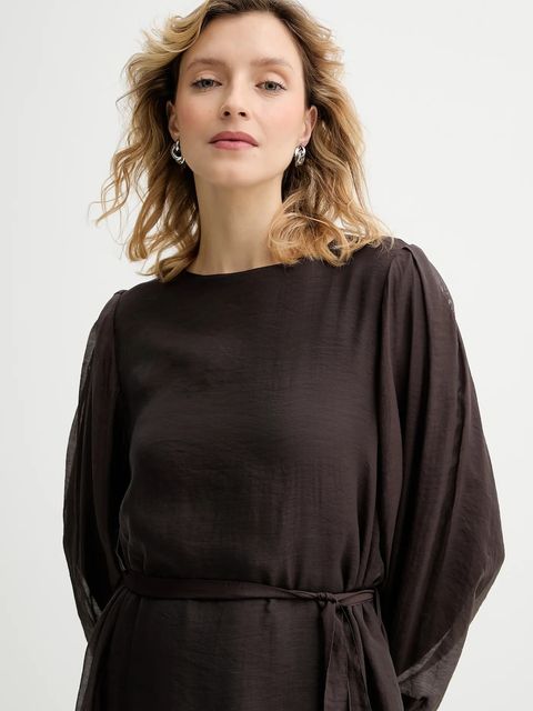 Answear.LAB sukienka kolor brązowy maxi oversize