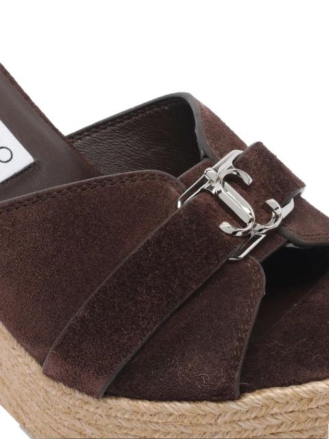 Jimmy Choo 100mm Leda wedge sandals - Brown