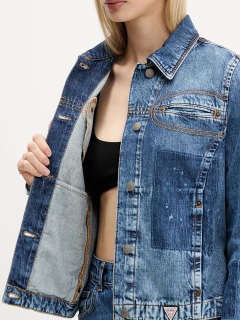 Guess Originals kurtka jeansowa HARRINGTON kolor niebieski przejściowa W5YN69 D5R01