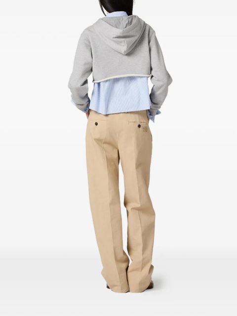 Miu Miu raw-cut zip-up cropped hoodie - Grey