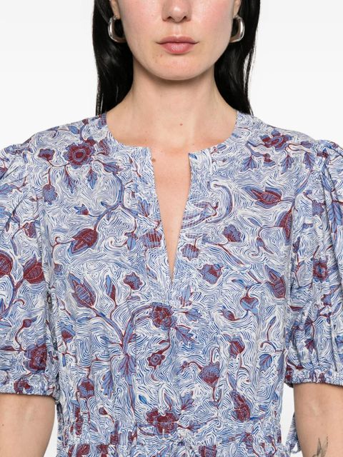 Ulla Johnson Adriana gathered floral midi dress - White