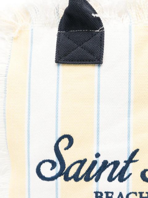 MC2 Saint Barth striped frayed beach bag - White